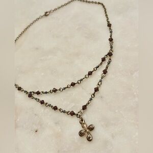 Unique Vintage Vintage and Purple Cross Beaded Choker Necklace